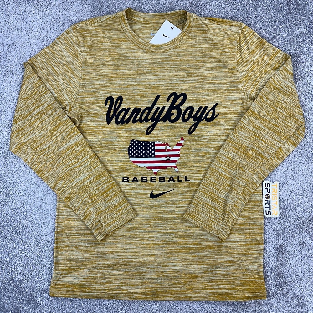 Vanderbilt Commodores Shirt Mens Medium Gold Heather Baseball Nike Team Issue PE